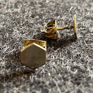 Gold hexagon earrings